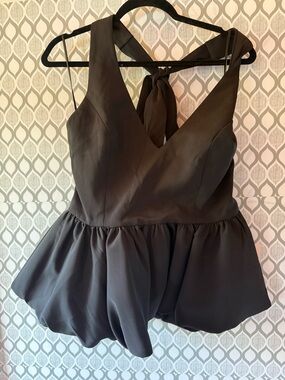 Odd Muse Peplum Top Black